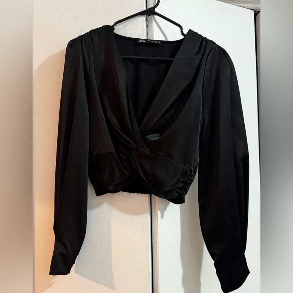 Zara Black Twist Front Blouse